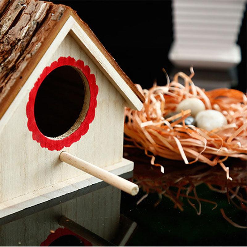 Casetta per pappagalli da esterno su un albero.
