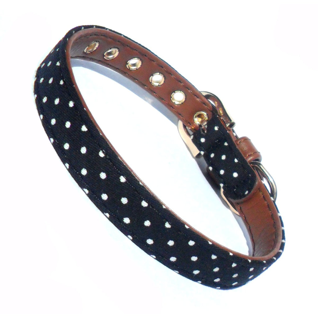 Collare per cani in tessuto a pois.