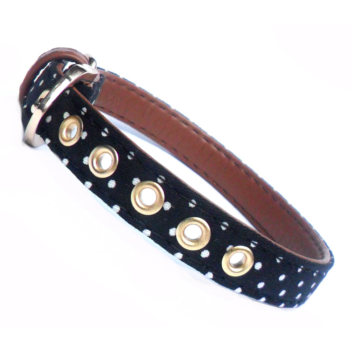 Collare per cani in tessuto a pois.