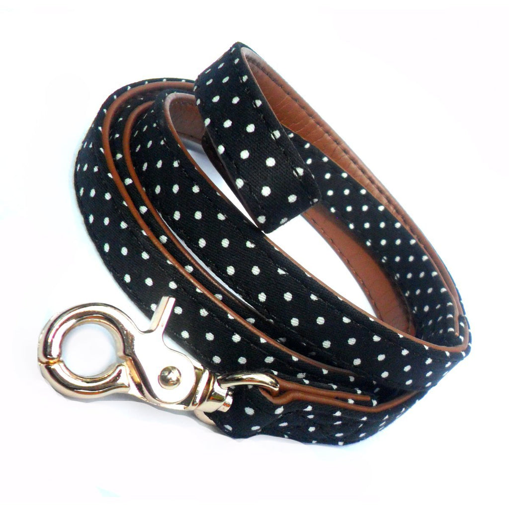 Guinzaglio per cani in tessuto a pois.