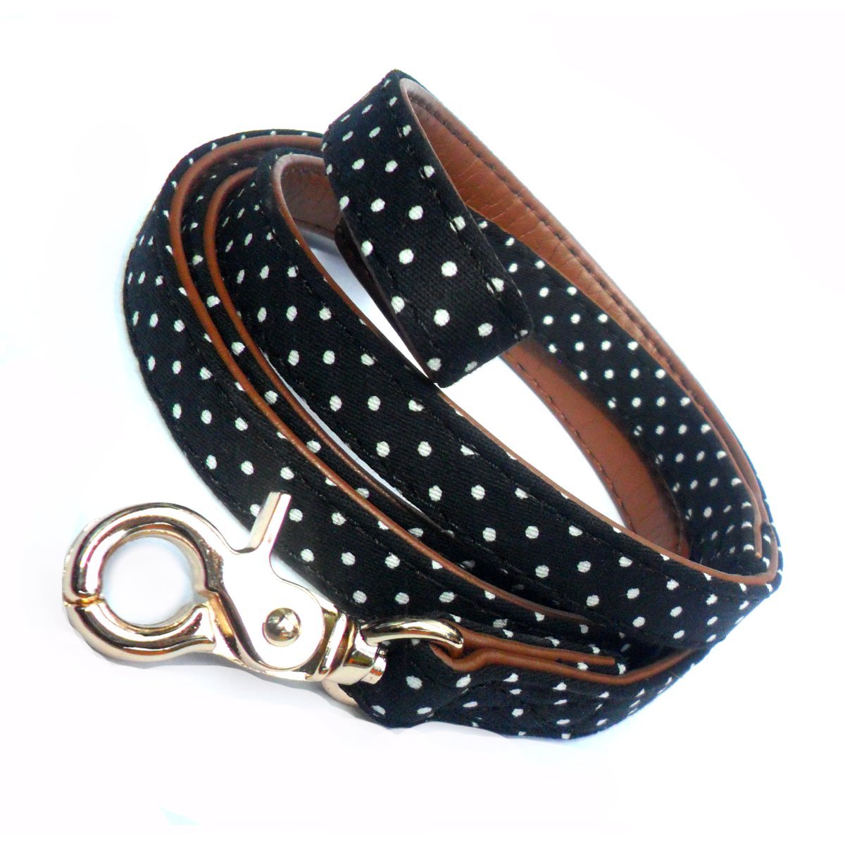 Guinzaglio per cani in tessuto a pois.